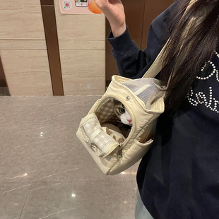 猫包宠物外出便携大容量透气单肩斜挎手提猫咪包狗包比熊出行包
