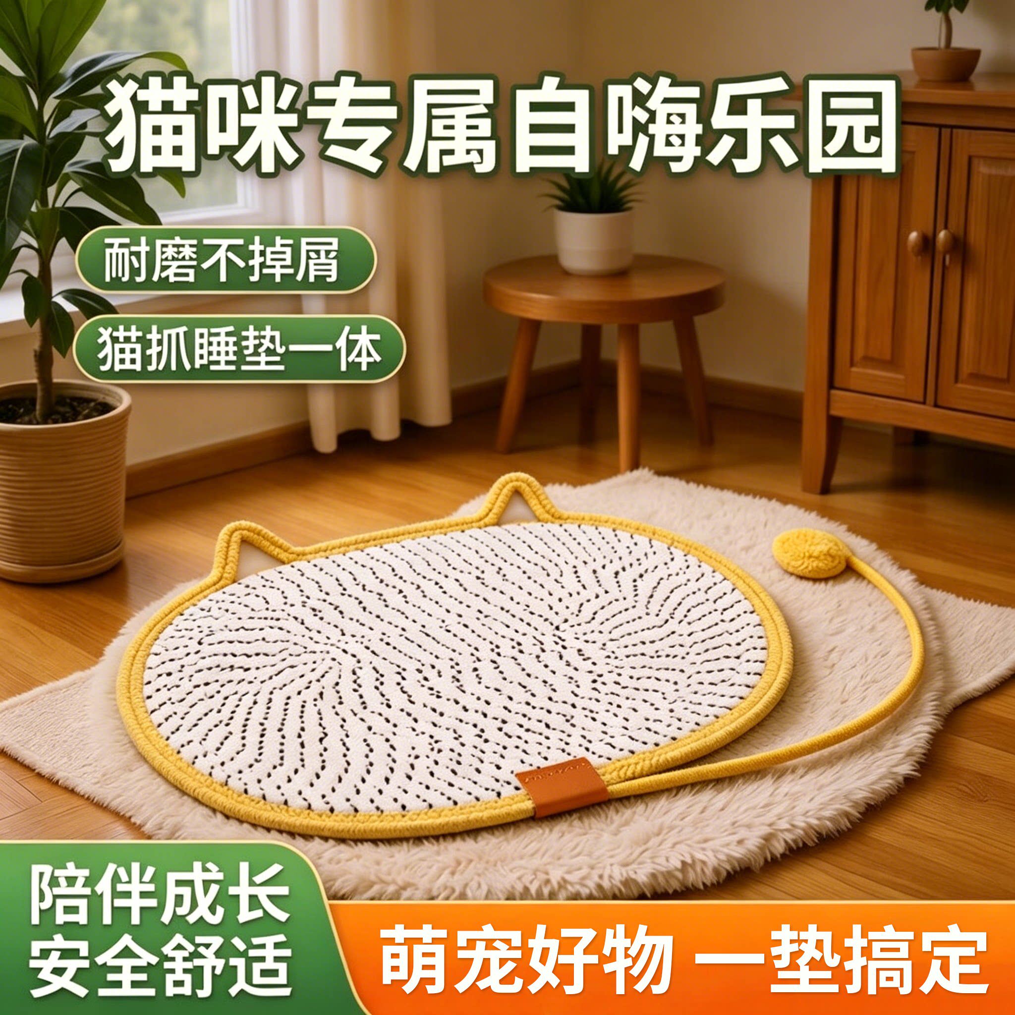 猫抓板垫子棉麻绳编织猫抓垫猫爪垫大号棉绳猫窝睡垫猫咪睡觉垫子