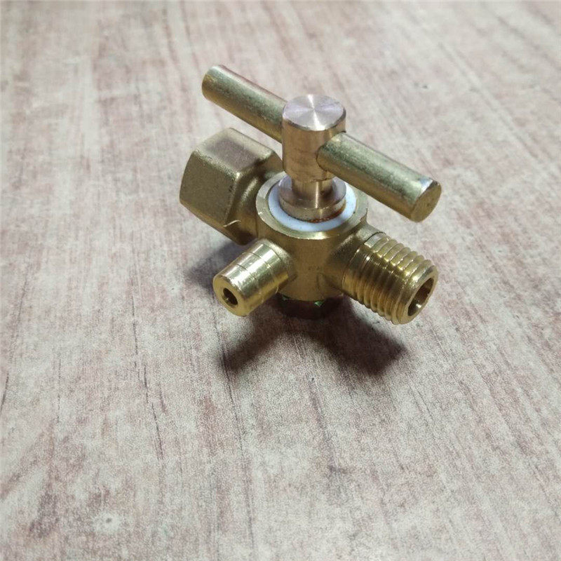 网红三通考克阀 旋塞阀压力表阀门锅炉考克带排气孔内14*1.5外20*