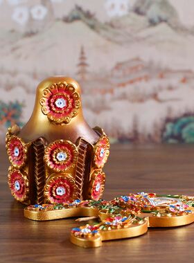 极速时轮金刚朵玛食子摆件藏传合金彩绘佛堂供品摆件佛具八供佛家