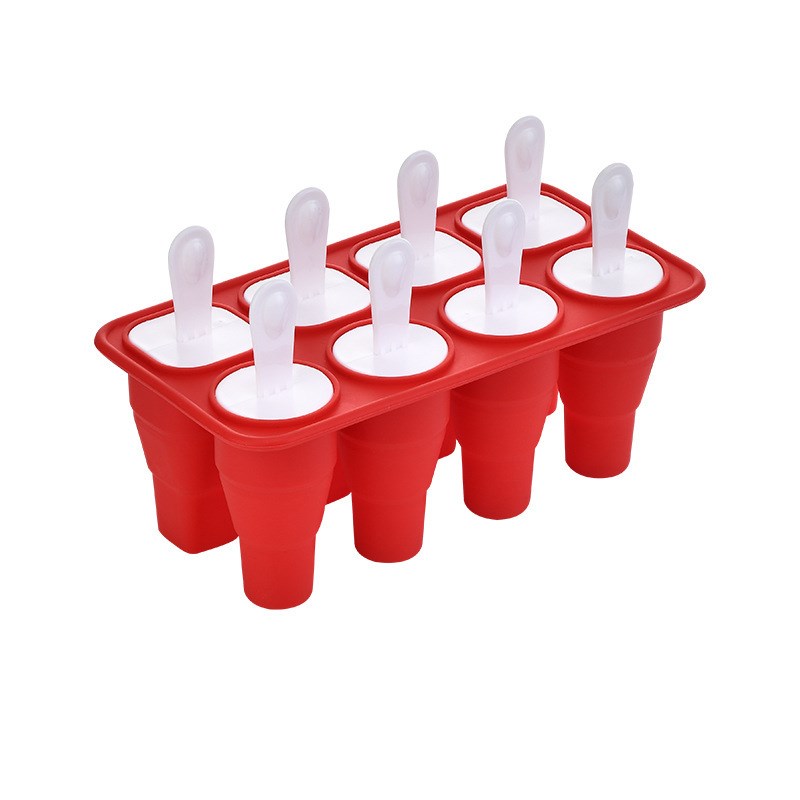 折叠硅胶冰棒模制冰盒家用儿童z制作冰淇淋冰棍冰格6格8格雪糕模