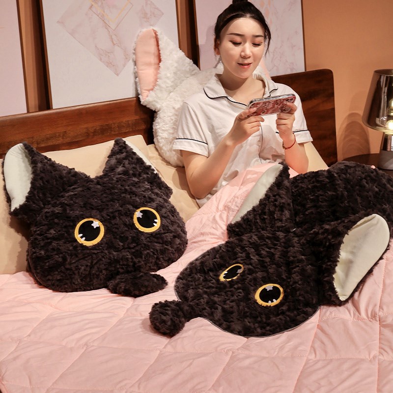 可爱德文猫咪抱枕被子两用车载车用靠枕折L叠办公室靠背午睡二合