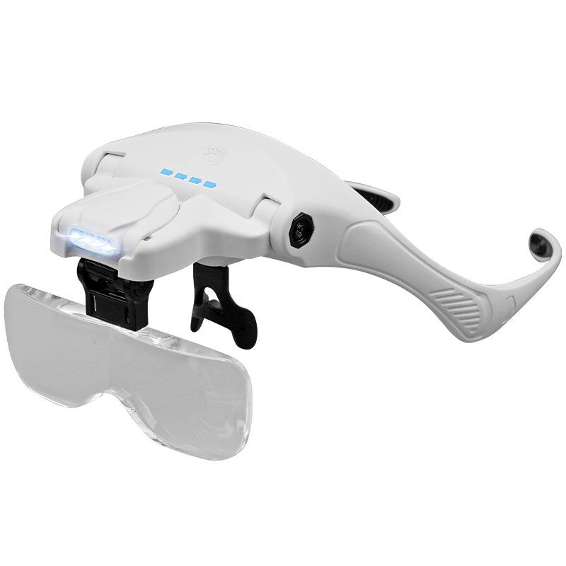 头戴式放大镜带灯充电高清电子维修表专用老人阅读看书花眼镜型