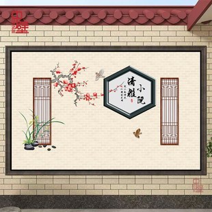 农村迎门墙进门福瓷砖照壁影背墙庭院背景墙别墅外墙装饰清雅小院