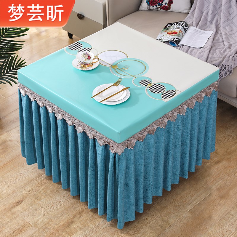 夏季正方形电暖炉烤火罩电炉x桌罩麻将机桌布防水防油取暖桌防尘