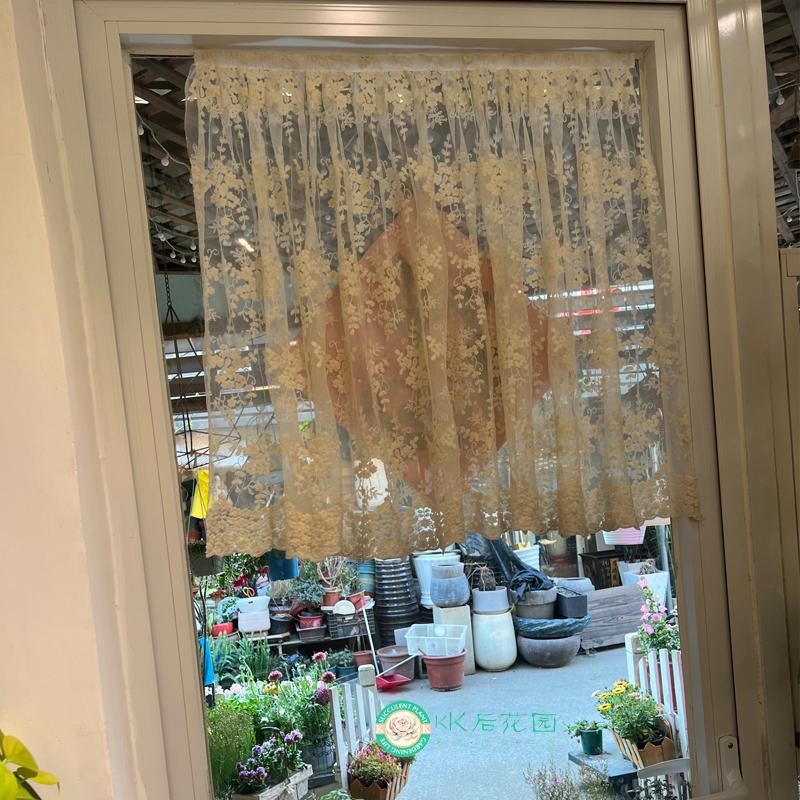 法式蕾丝半帘绣刺绣小q门帘杂货帘头短帘免打孔帘INS隔断帘网纱