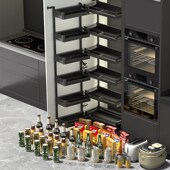 高柜拉篮厨房整体橱柜怪兽大怪物高深厨房调味篮零食柜收纳联动拉