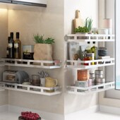 厨房置物架壁挂式 304不锈钢免打孔油盐酱醋收纳调味料架墙上用品