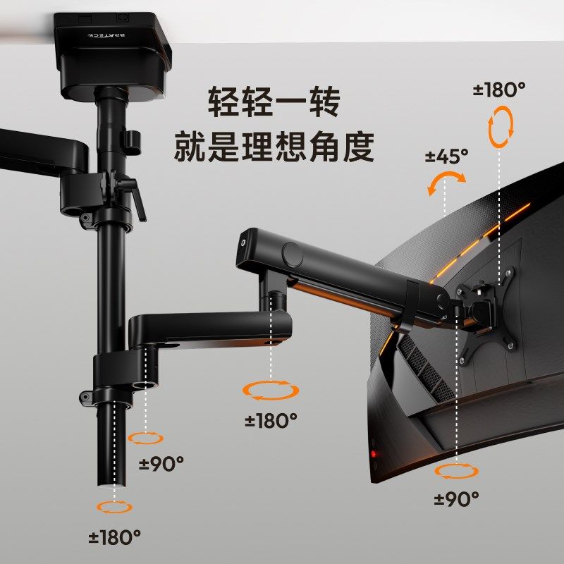 北弧上下双屏显示器支架倒挂电脑桌面机械悬臂K升降式底座E500pd-