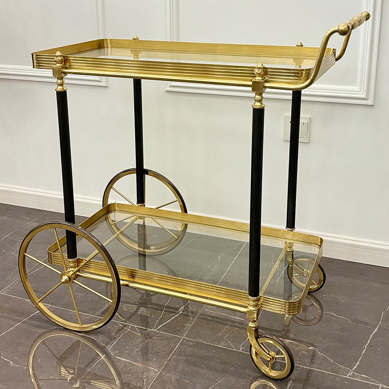 法式移动小推车高档收纳车酒店酒水车复古全铜Q双层餐车餐厅传菜