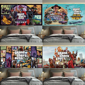 GTA5侠盗猎车宿舍墙布ins背景布挂布卧室装 简约挂毯 饰网红个性
