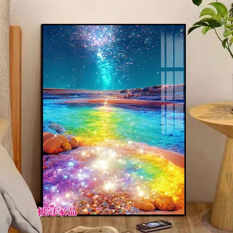 高级感钻石画2024新款客厅风景画砖石贴画星空海边沙滩点钻十字绣,居家布艺,钻石绣,淘宝优惠券,粉丝福利购,淘宝优惠卷