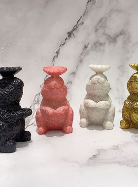 兔子 树脂工艺品底座 可爱兔子水晶球底座 水晶石树脂工艺品摆件