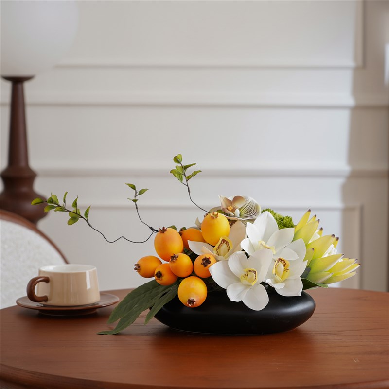 高端设计款客厅餐桌插花s花艺仿真花轻奢高端假花摆设装饰摆件新