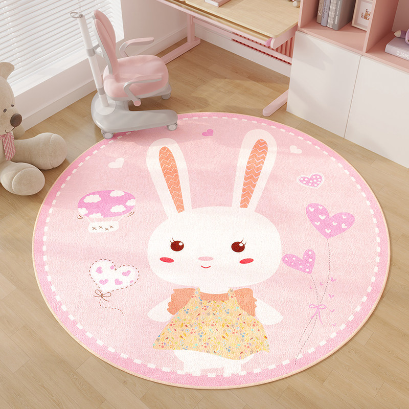 圆形地毯卡通可爱卧室电脑椅吊篮地垫儿童房间床边阅读区椅子垫子