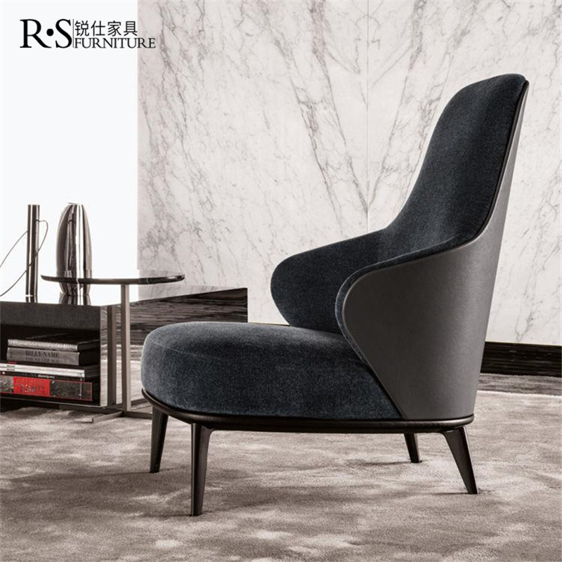 实木布艺沙e发椅锐仕现代简约单人休闲椅客厅卧室老虎椅设计师家