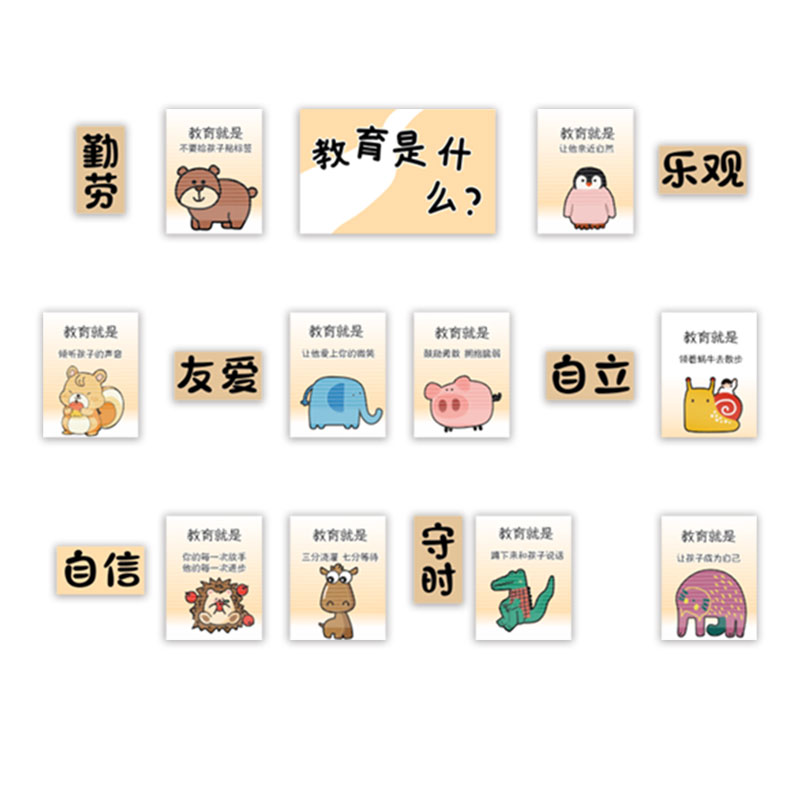 幼儿园办园理念环创境p主题墙成品布置材料托管班大厅形象装饰文