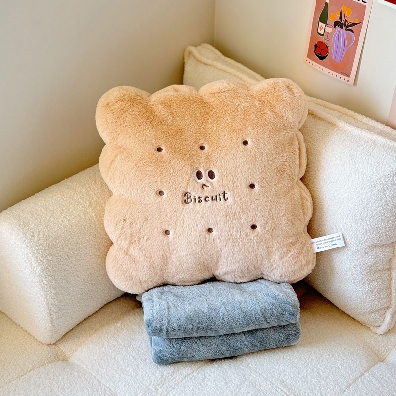 黄油饼干抱枕毯二合一两用被子办公室午休K靠枕女生睡觉专用午睡