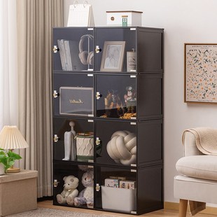 收纳柜子置物柜家用零食客厅杂物储物房间多层整理架书柜实木卧室