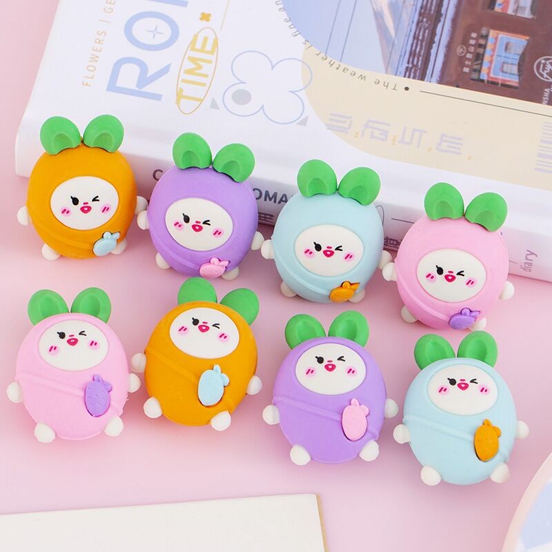 创意卡通可爱兔子萝卜造型橡皮擦学生橡皮学生文具奖品