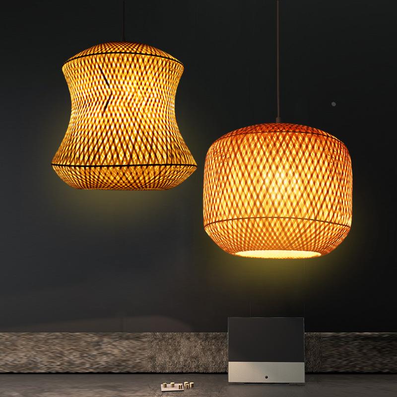 北欧个性创意餐厅竹编吊灯罩客厅酒吧台吊灯 中式灯具 简约装饰