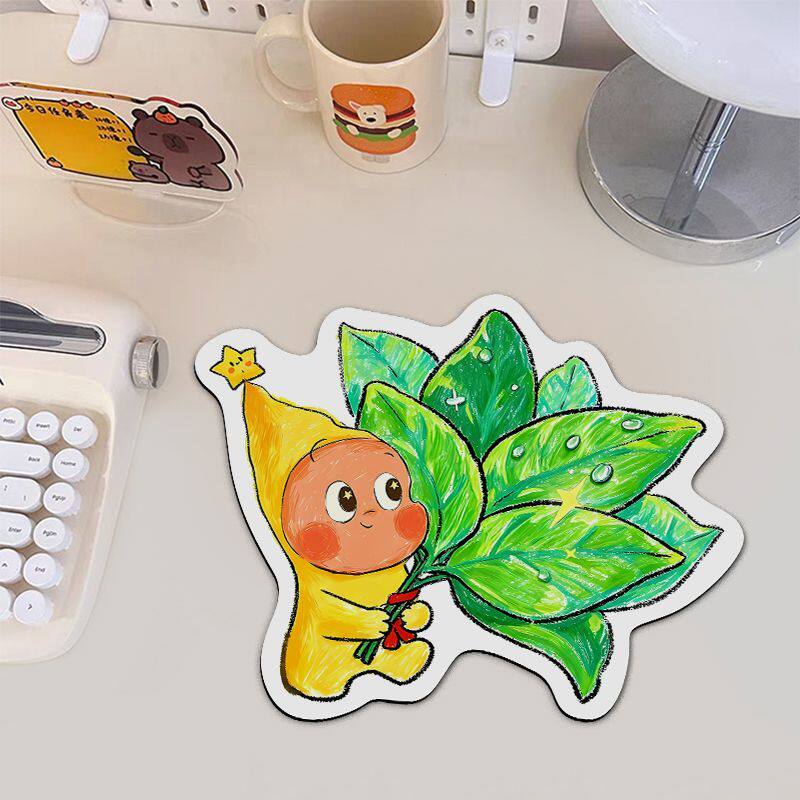 柚子叶星星人可爱卡通鼠标垫电脑桌面鼠标垫新款鼠标垫女生高颜值