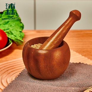沐林捣蒜器乌金檀木实木婴儿辅食捣药捣泥家用商用高档木质研磨器