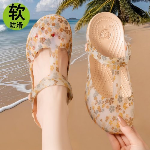 洞洞鞋女款2026夏季新款女中老年软底外穿防滑妈妈沙滩包头0503k