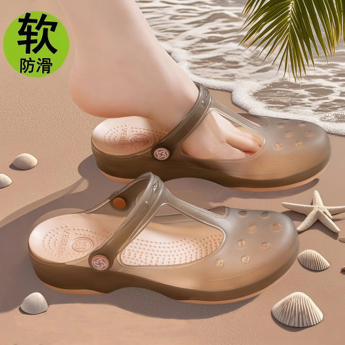 洞洞鞋女款2026新款女夏季外穿凉鞋防滑厚底沙滩拖鞋包头果0503k