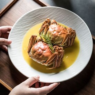 鱼盘家用陶瓷日式 高颜值盘子 盘子菜盘早餐盘圆形西式 餐盘餐具套装