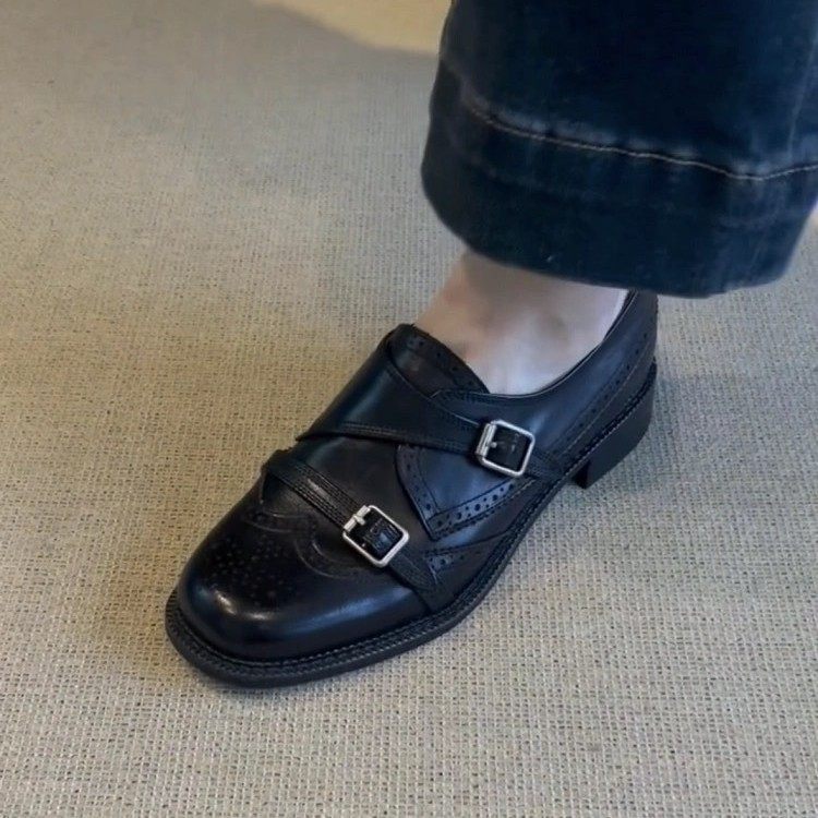 2026早春款英伦风复古雕花布洛克乐福鞋女真皮粗跟深口单鞋小皮鞋,女鞋,深口单鞋,淘宝优惠券,粉丝福利购,淘宝优惠卷