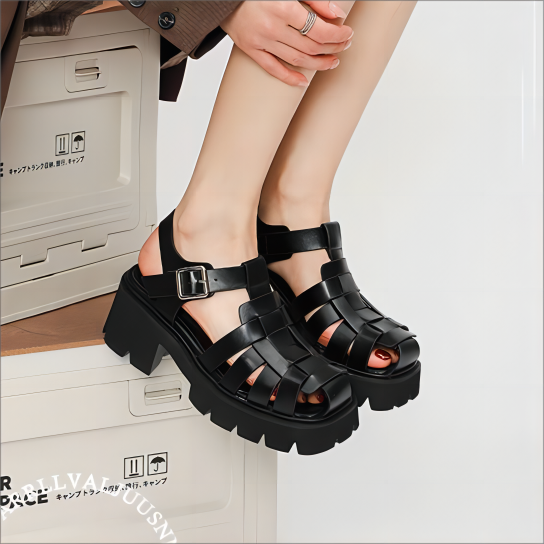 罗马厚底凉鞋女夏季外穿包头凉鞋大码女41-43复古编织松糕猪笼鞋,女鞋,乐福鞋（豆豆鞋）,淘宝优惠券,粉丝福利购,淘宝优惠卷