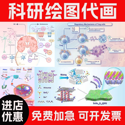 科研绘图代画插画SCI期刊封面医学插图画图origin图文美化机制图