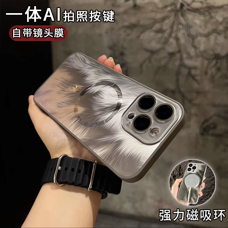 适用iPhone15promax磁吸MagSafe手机壳车载苹果16新款羽毛背板防摔套14pro磨砂男13仿金属高级感女12带镜头膜