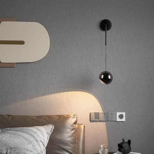 铝材卧室床头小吊灯创意现代简约可升降客厅电视背景墙极简吊线灯