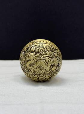 黄铜龙凤手球手把件复古老人锻炼手指铜器纯铜盘玩一对转转球