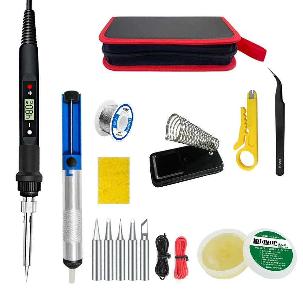 80W数显黑色电烙铁家用焊接调温工业级电焊笔维修工具套装
