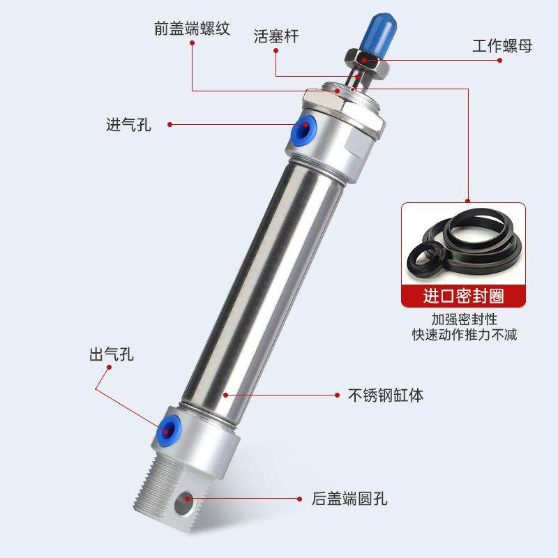 MA小型迷你气缸50×75×100×125×150×175不锈钢复动微型气缸