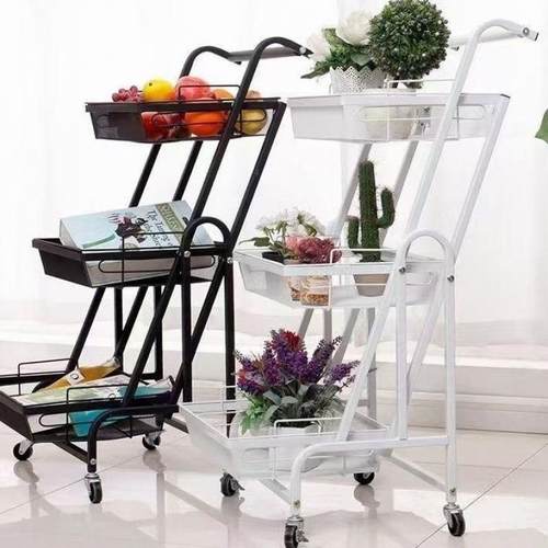 变形平行置物架阳台移动小推车可折叠带轮零食多肉花架客厅收纳架