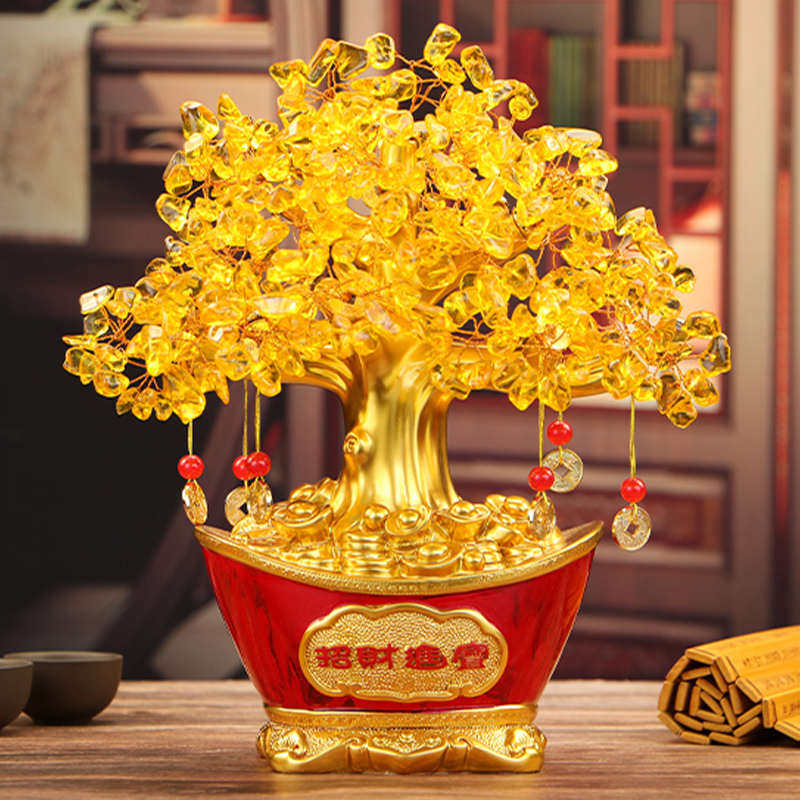 聚宝盆发财树招财摆件黄水晶摇钱树店铺前台玄关酒柜装饰开业礼品,家居饰品,桌面摆件,淘宝优惠券,粉丝福利购,淘宝优惠卷