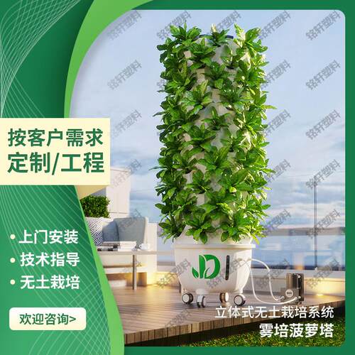 菠萝塔无土栽培气雾栽培塔大棚蔬菜种植设备垂直立体水培种植塔