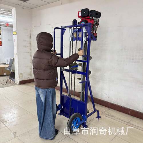锂电电动地钻轻便式打洞机家用农用植树挖坑大棚立柱打孔神器