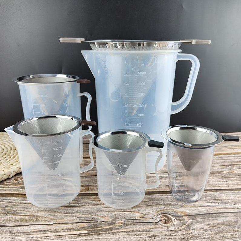 不锈钢奶茶桶双耳过滤网大号咖啡茶叶超细密锥形漏斗奶茶店