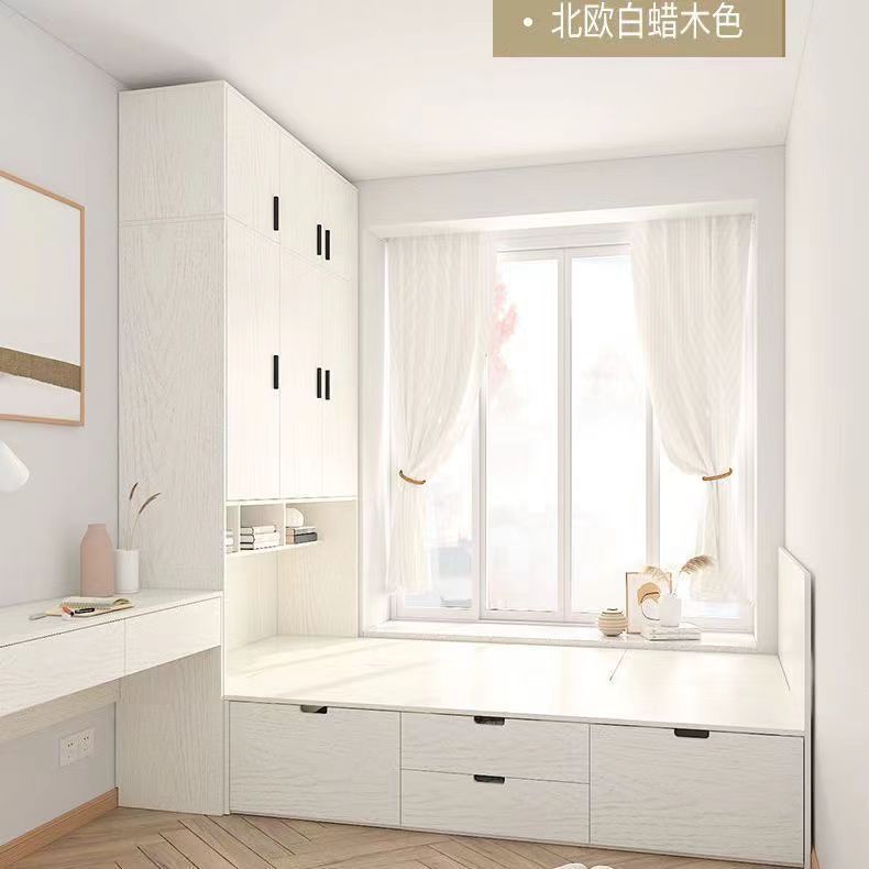 订置小户型多功能榻榻米床柜一体缕空高箱储物床衣柜组合省空间