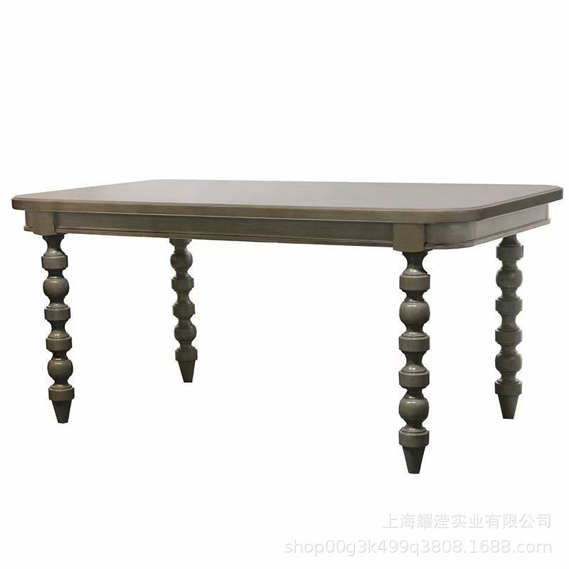 出口外贸美式莫里印象高端时尚创意餐厅实木雕花餐桌椅定制家具