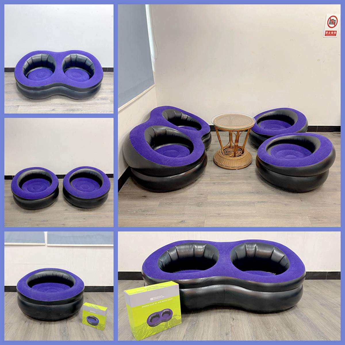 工厂现货充气PVC植绒单双人儿童成人户外充气沙发PVC懒人沙发