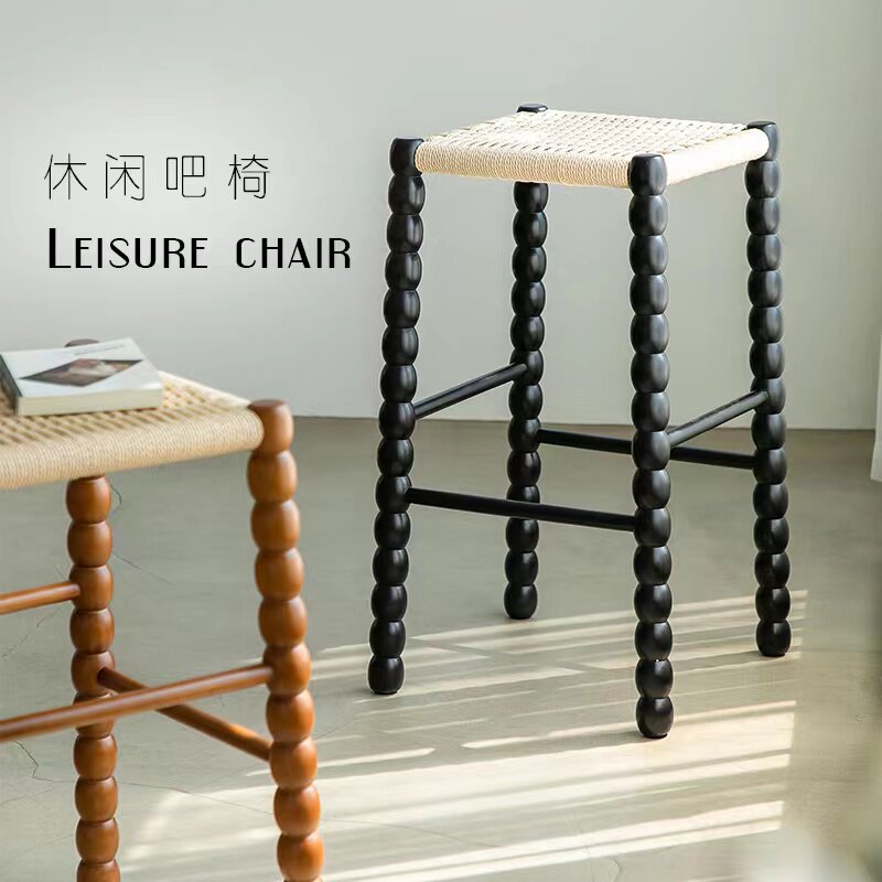 ins中古实木高脚吧椅法式复古