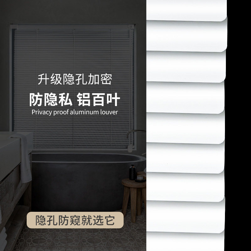隐孔加密百叶窗帘免打孔卫生间浴室卧室办公室用遮光遮阳升降卷帘