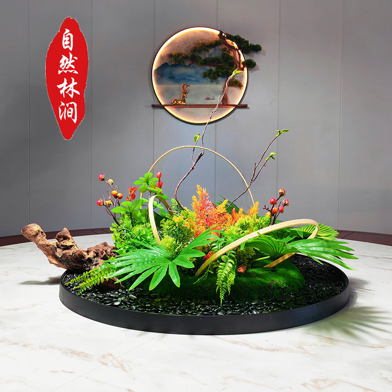酒店圆桌转盘仿真花餐桌花摆花高端轻奢中间摆件装饰花创意茶桌花
