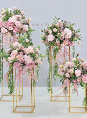 2026婚庆道具电镀铁艺几何路引花艺摆件酒店ktv橱窗活动装饰布置